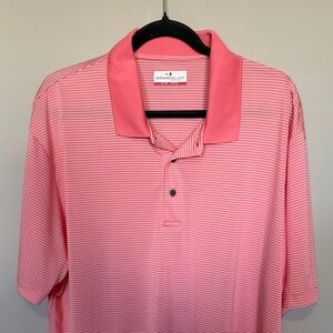 Grand Slam Men's Polo Shirt in Pink and White Stripes